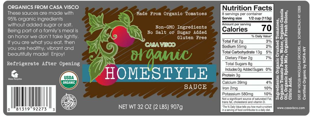Casa Visco Organic Homestyle label