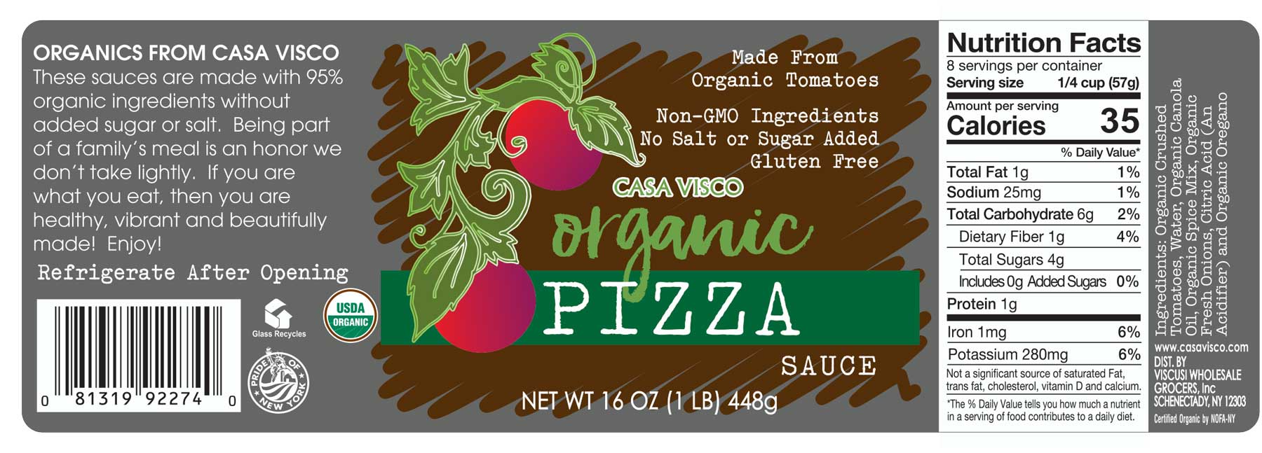 Organic Pizza Sauce - Casa Visco